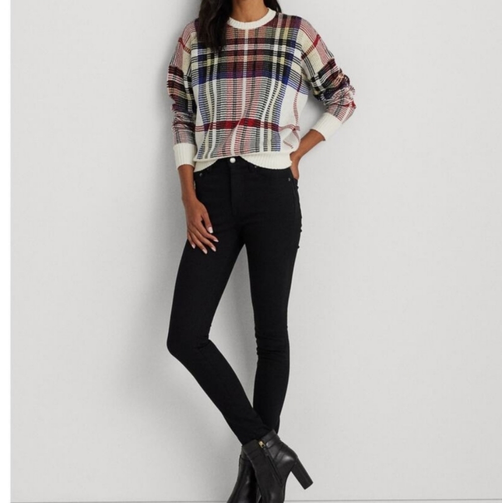 Ralph Lauren Checked Plaid Relaxed Fit Crewneck Sweater - Picture 3 of 12